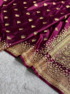 Banarasi Satin Silk Saree in Fire Gold Shade with Elegant Booti Work | Traditional Designer Wedding Saree