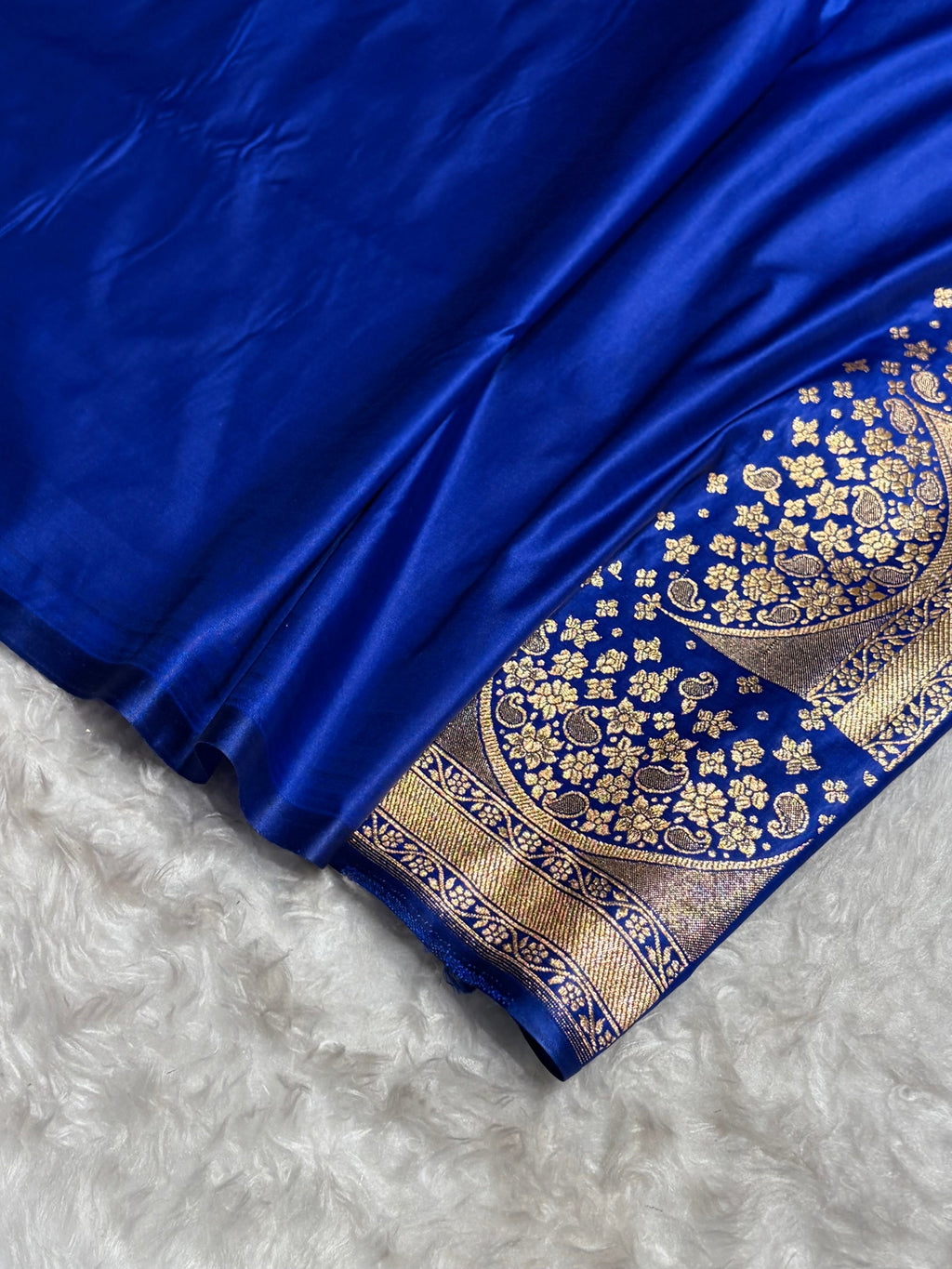 Banarasi Satin Silk Saree in Fire Gold Shade with Elegant Booti Work | Traditional Designer Wedding Saree