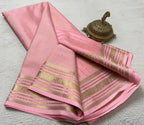 Buy Mysore Silk Saree in Royal Blue Micro Checks with Gold Zari Border and Star Buttas