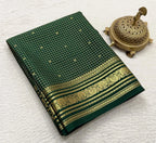 Buy Mysore Silk Saree in Royal Blue Micro Checks with Gold Zari Border and Star Buttas