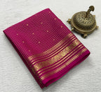 Buy Mysore Silk Saree in Royal Blue Micro Checks with Gold Zari Border and Star Buttas