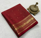 Buy Mysore Silk Saree in Royal Blue Micro Checks with Gold Zari Border and Star Buttas