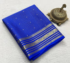 Buy Mysore Silk Saree in Royal Blue Micro Checks with Gold Zari Border and Star Buttas