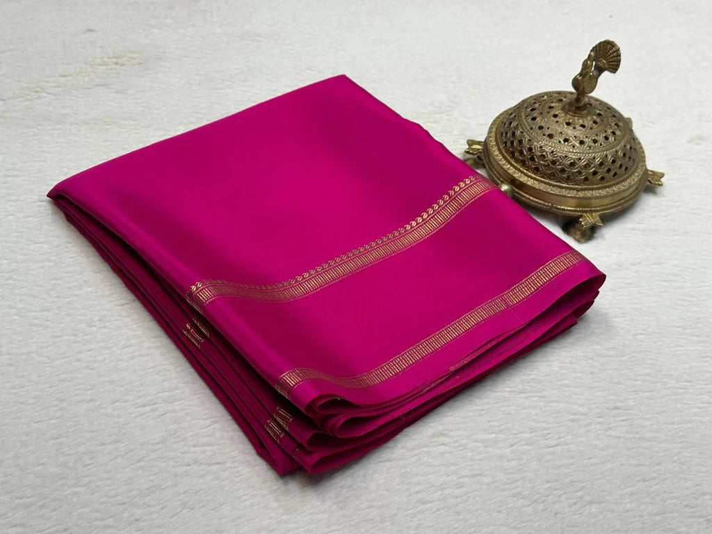 Pure Rani Pink Mysore crepe silk saree |SKYFABLISS