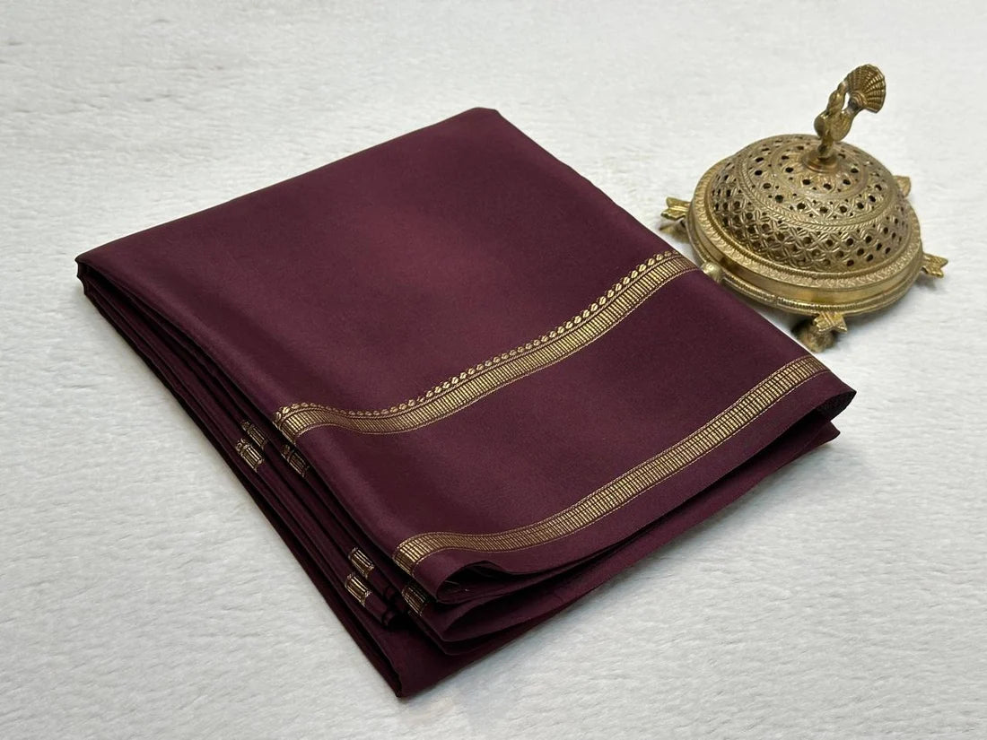 Brown Mysore Crepe Silk Saree | Sashikala