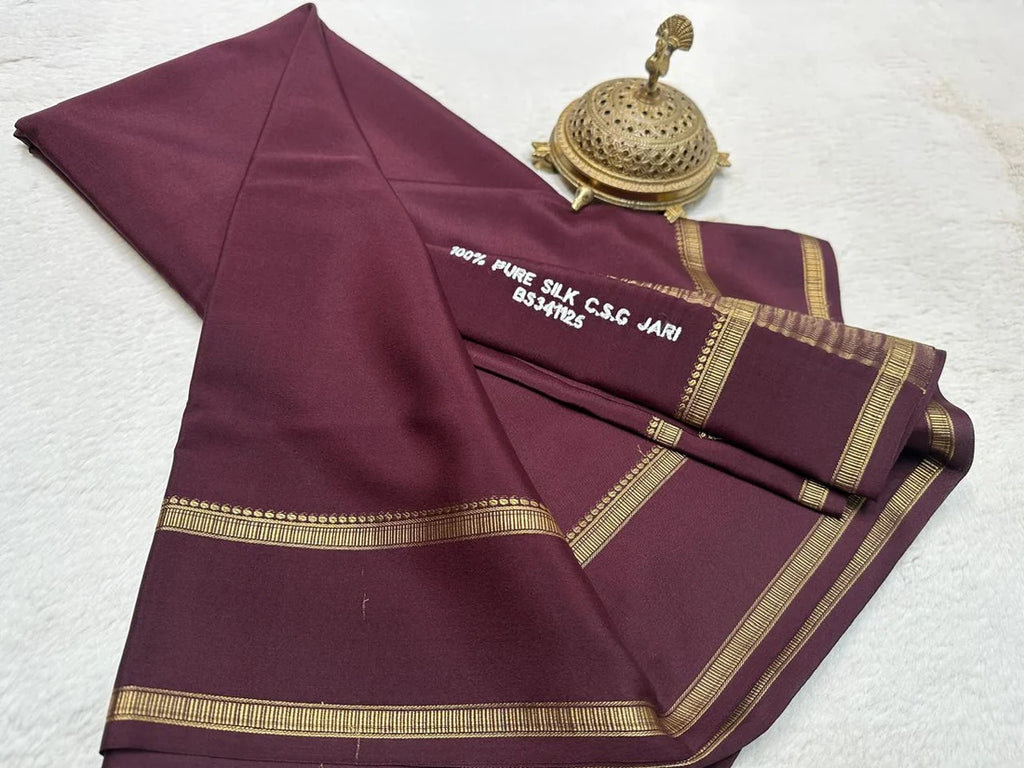Brown Mysore Crepe Silk Saree | Sashikala