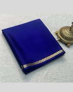 Navy Blue Mysore Crepe Silk Sarees with Blouse.