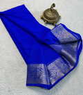Pure Crepe Women's Mysore Silk Crepe Saree With Unstiched Blouse.