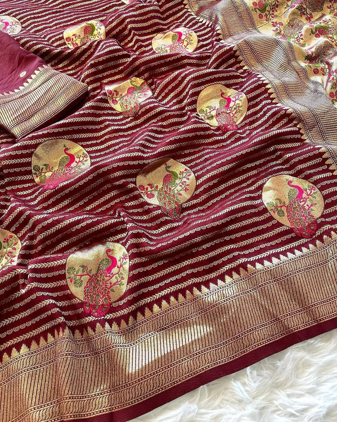 Khadi Peacock Meena Butta