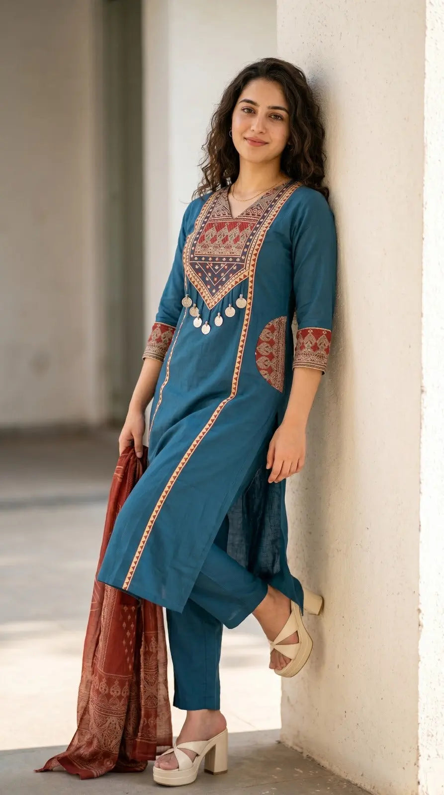 Premium Rich Azrak print  Cotton Suit Fabloom