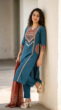 Premium Rich Azrak print  Cotton Suit Fabloom