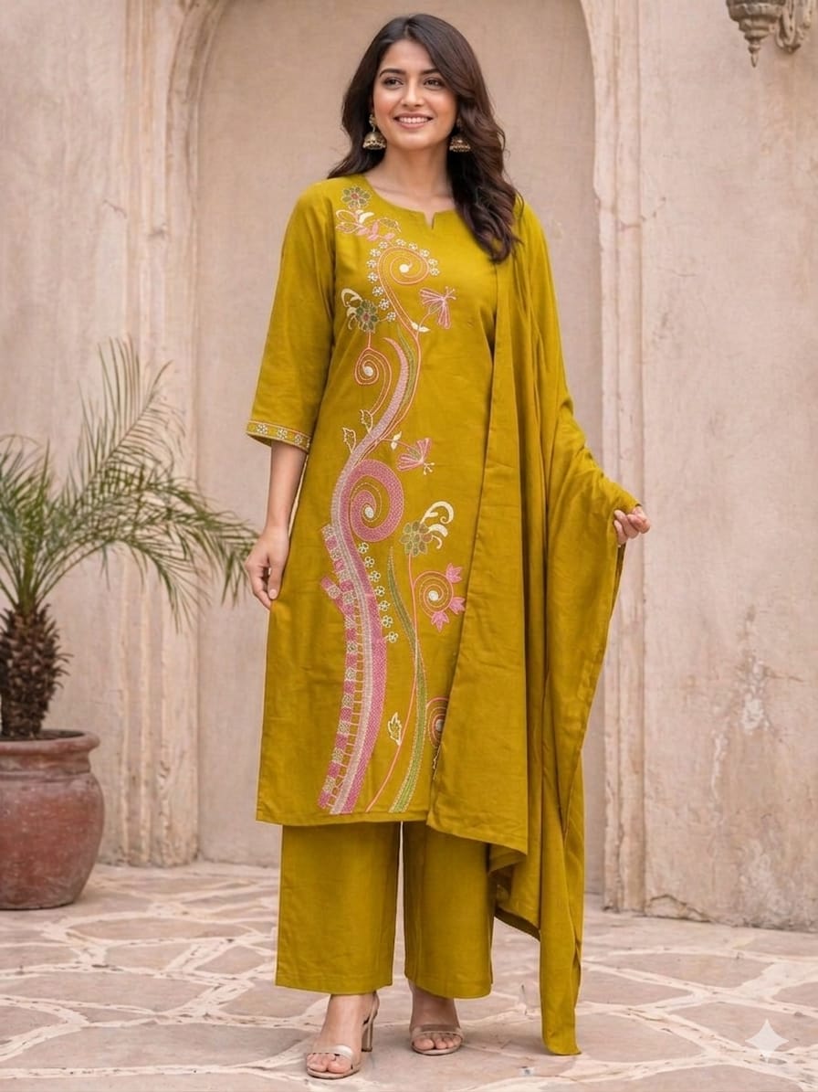 Pure heavy Dhabu cotton 3PC set crafted for elegance & comfort Fabloom