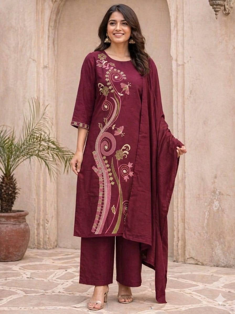 Pure heavy Dhabu cotton 3PC set crafted for elegance & comfort Fabloom