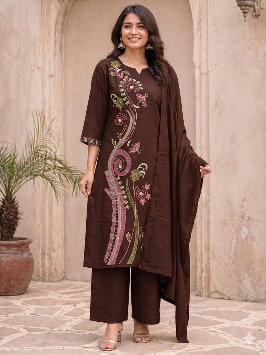 Pure heavy Dhabu cotton 3PC set crafted for elegance & comfort Fabloom