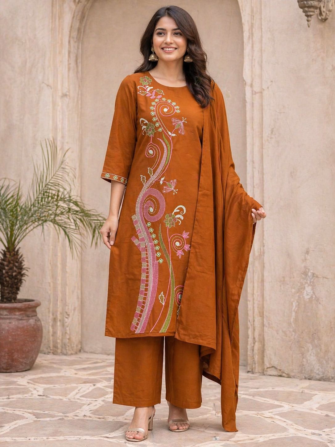 Pure heavy Dhabu cotton 3PC set crafted for elegance & comfort Fabloom