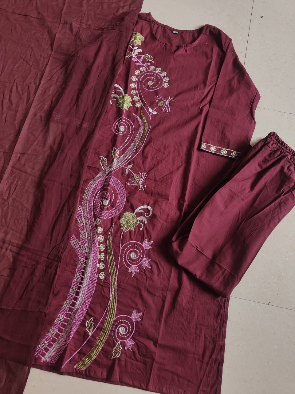 Pure heavy Dhabu cotton 3PC set crafted for elegance & comfort Fabloom