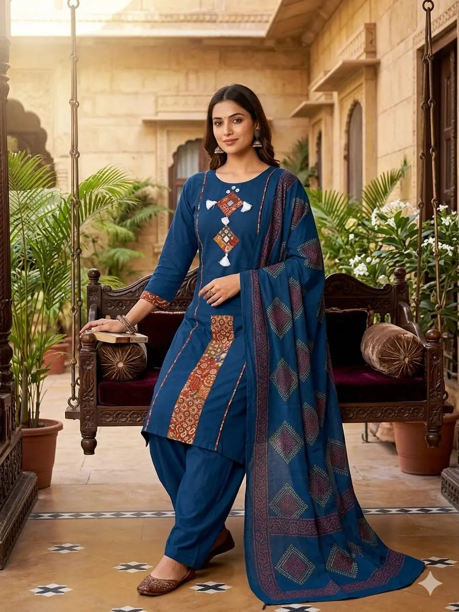 Premium Rich Azrak print Cotton Suits Fabloom