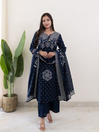 Embroidered Kurti Pant Combo for Office Wear | Fabloom Fabloom