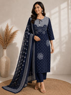 Embroidered Kurti Pant Combo for Office Wear | Fabloom Fabloom