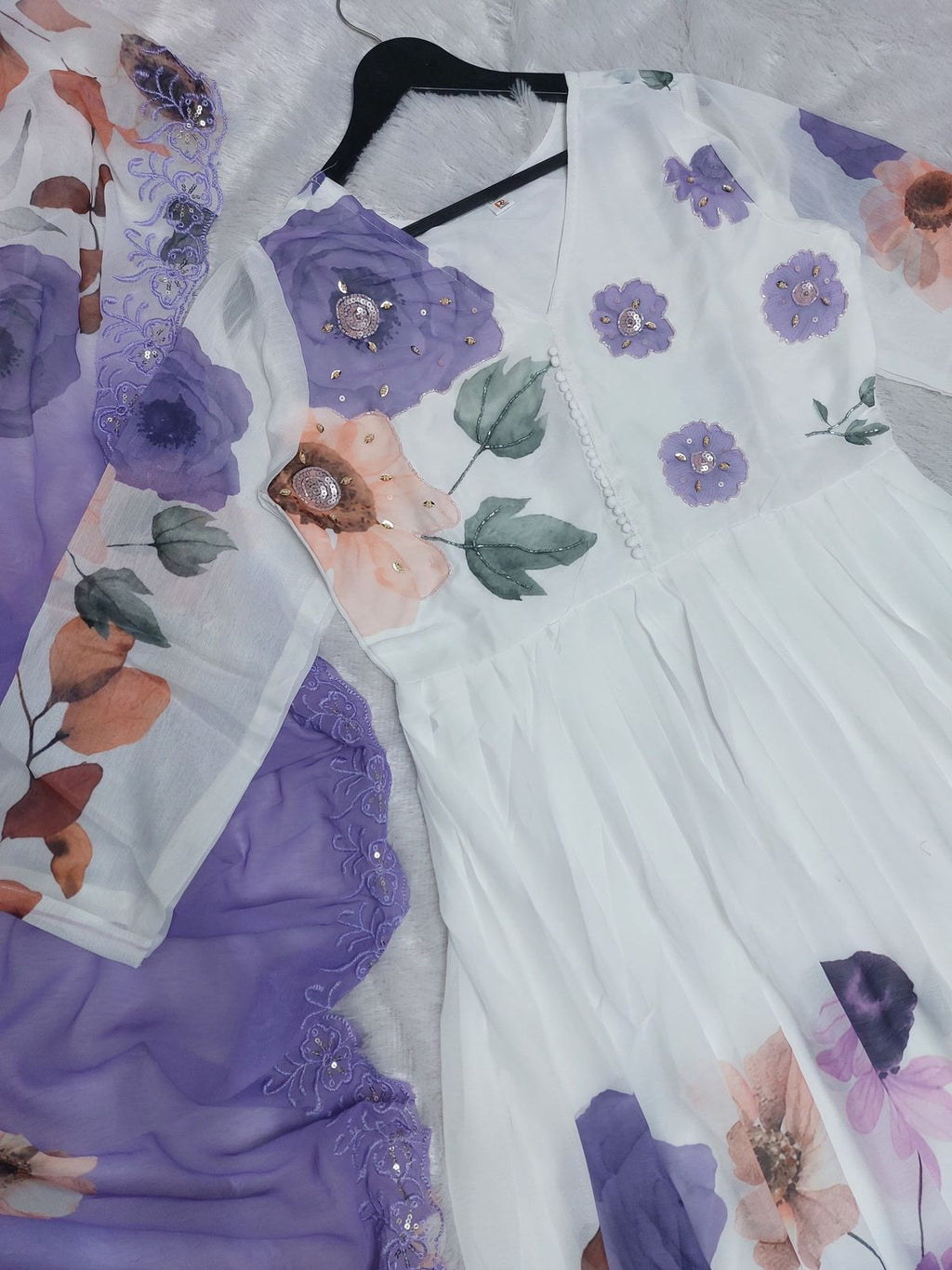 Cotton Suit Set with discharge print kurti and one side pocket Fabloom