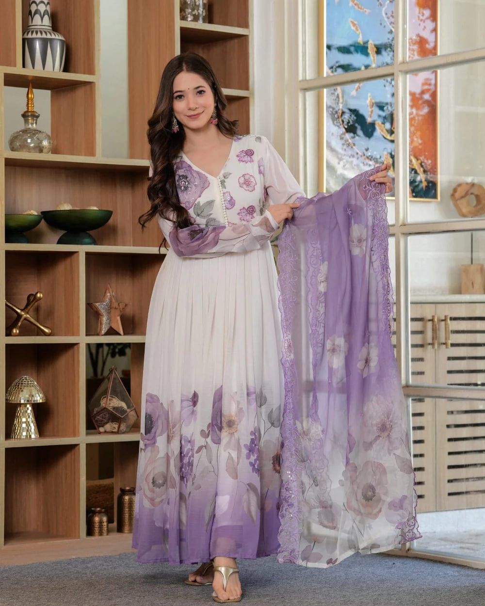 Cotton Suit Set with discharge print kurti and one side pocket Fabloom