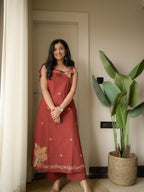 A beautiful 3 piece set & New Premium Pure softy chiffon anarkali Kurti Fabloom