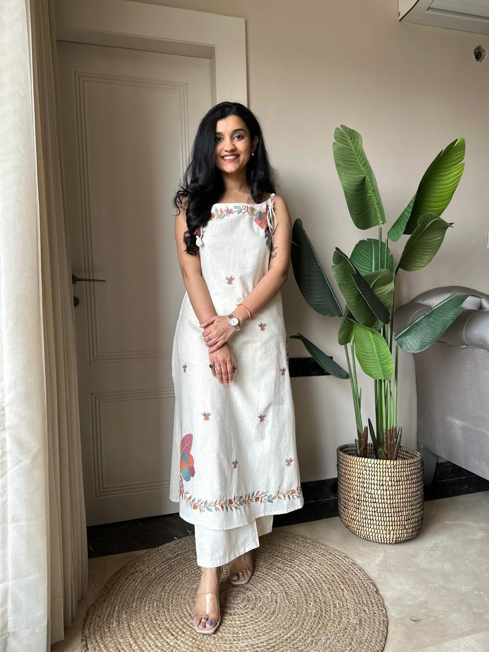 the sheer beautv of this sleeveless pant set A unique Fabloom