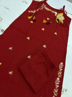 A beautiful 3 piece set & New Premium Pure softy chiffon anarkali Kurti Fabloom