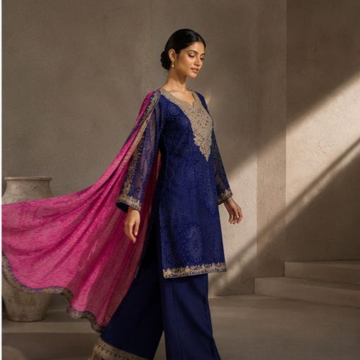 New Arrival! Premium Heavy chinon Kurti Set with heavy Work Fabloom