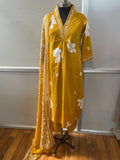 Cotton Suit Set With discharge print and side cut straight kurti Fabloom