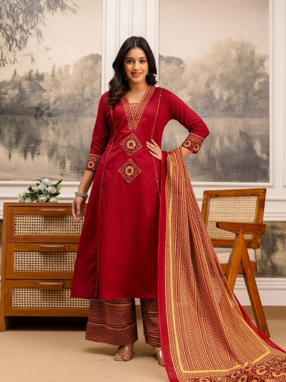Pure fine Cotton fabric & Kurti with Pant with cotton Fabloom