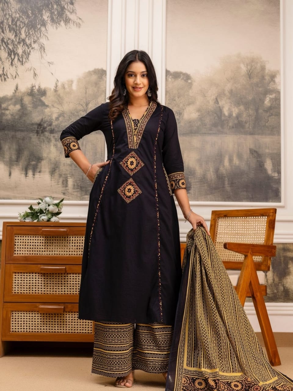 Pure fine Cotton fabric & Kurti with Pant with cotton Fabloom