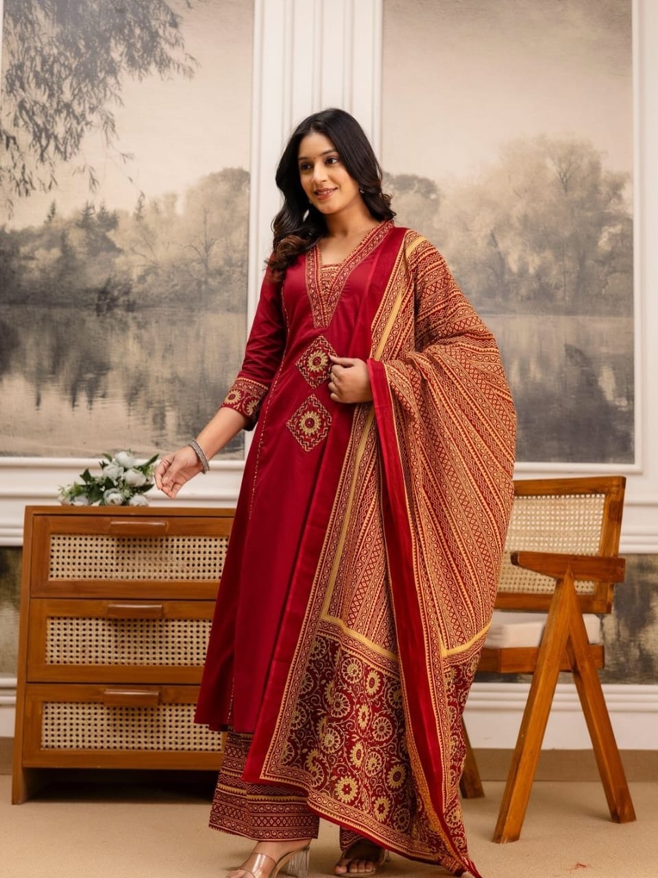 Pure fine Cotton fabric & Kurti with Pant with cotton Fabloom