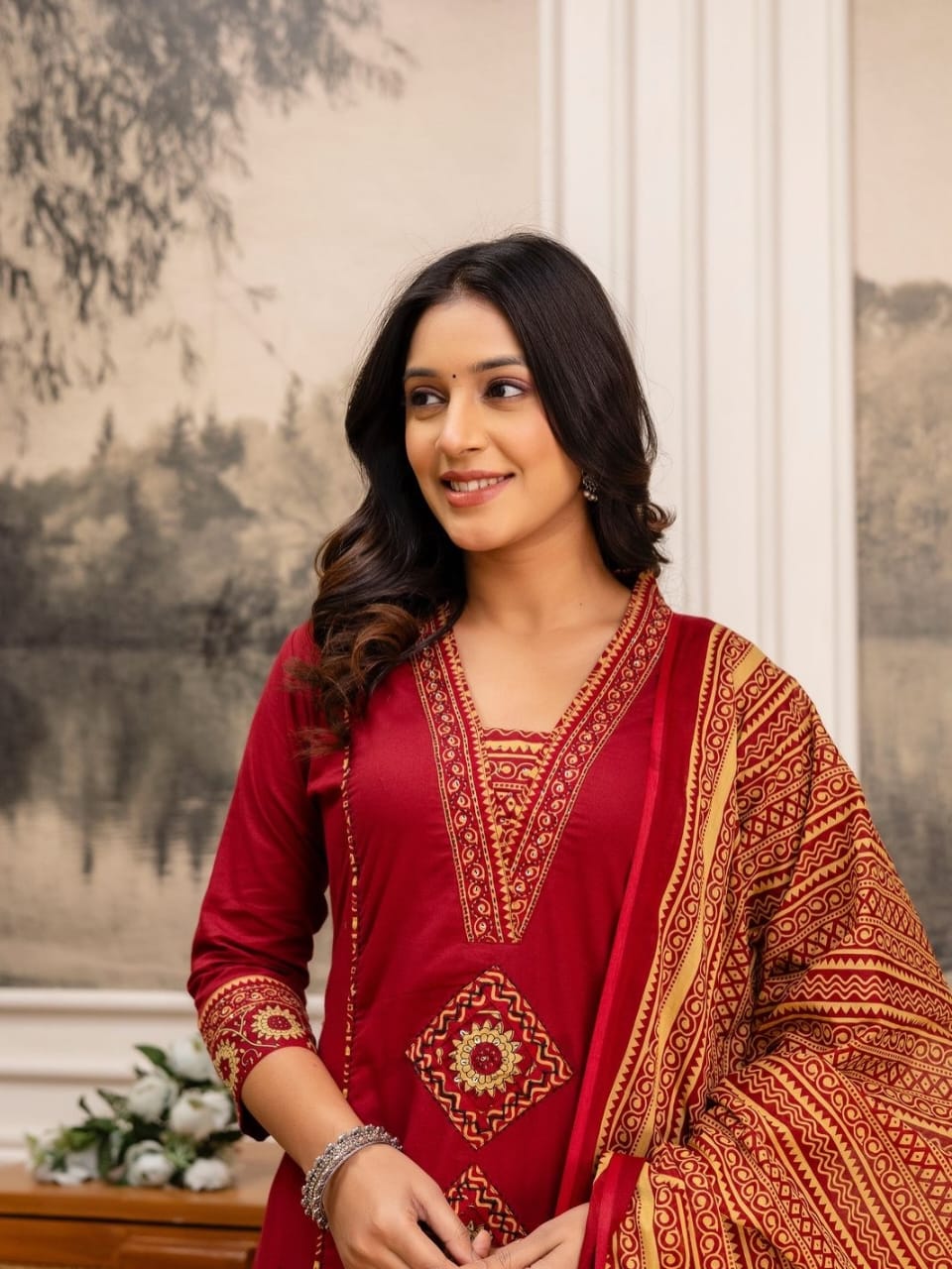 Pure fine Cotton fabric & Kurti with Pant with cotton Fabloom