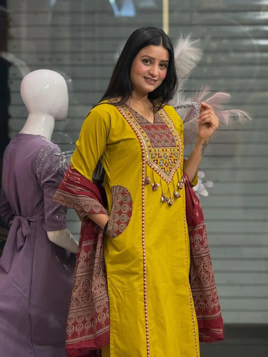 Premium Rich Azrak print  Cotton Suit Fabloom
