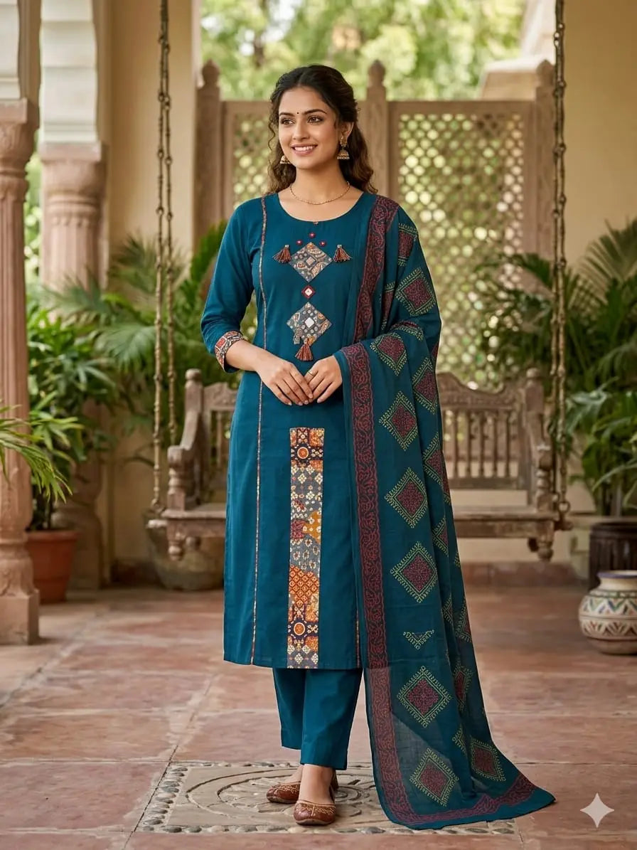 Premium Rich Azrak print Cotton Suits Fabloom