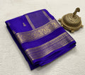 Pure Mysore Crepe Silk Saree in Cobalt Blue with Heritage Zari Weaving