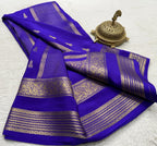 Pure Mysore Crepe Silk Saree in Cobalt Blue with Heritage Zari Weaving