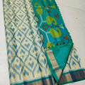 Two patterned fabrics on a white background silk saree